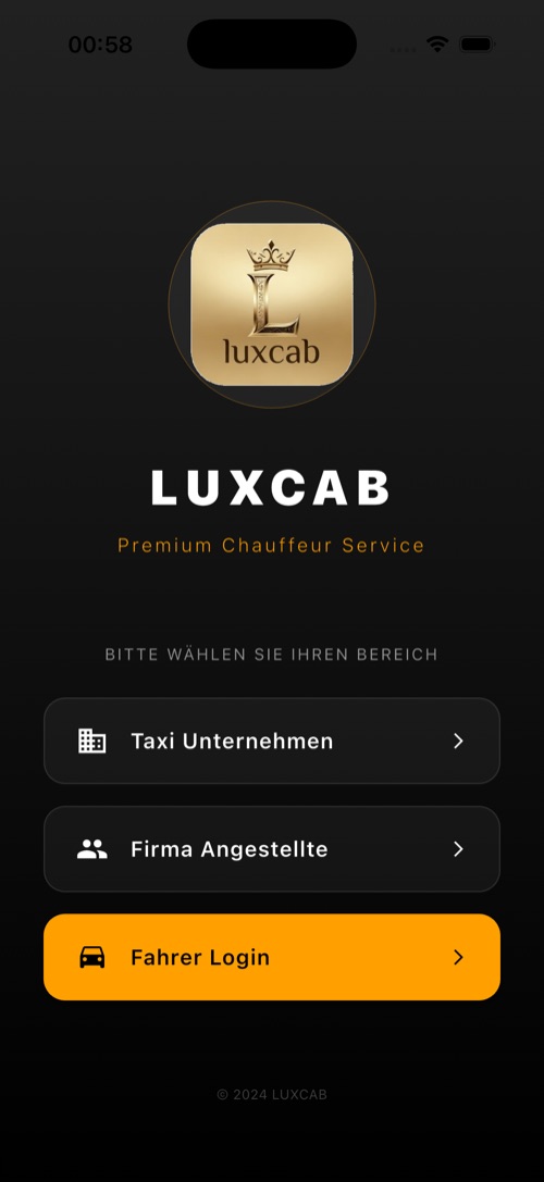 LuxCab App – Dashboard Übersicht