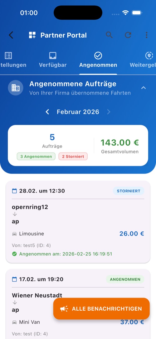 LuxCab App – Fahrten-Details