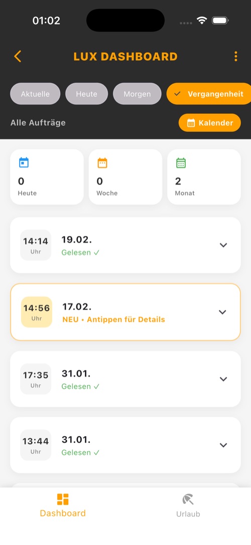 LuxCab App – Profil und Einstellungen